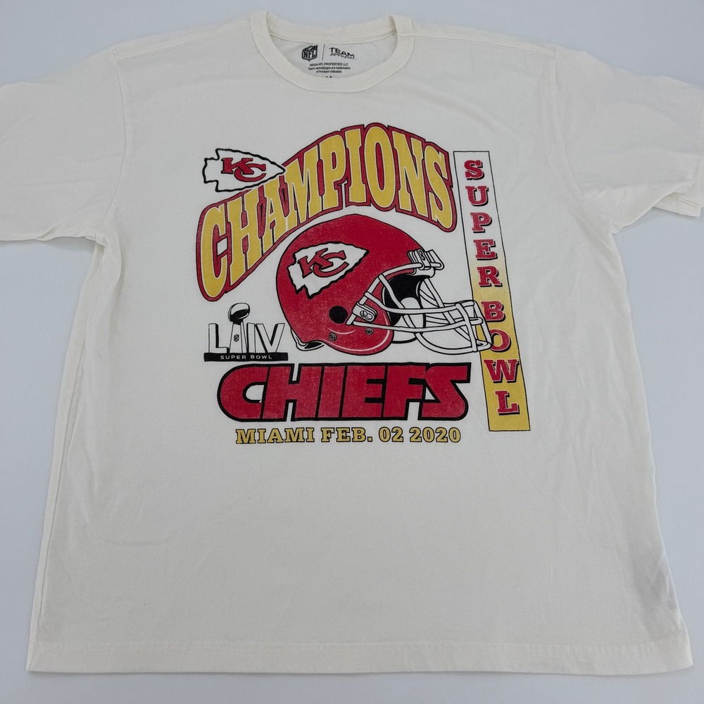 NFL Team Apparel Kansas City Chiefs Super Bowl LIV Champions Tee M White Graphic